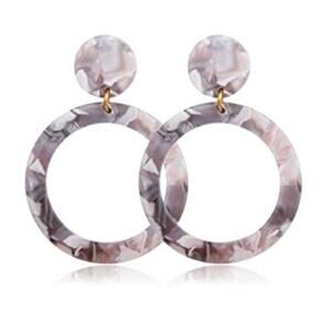 Gray Tortoise Shell Acrylic Drop Earrings